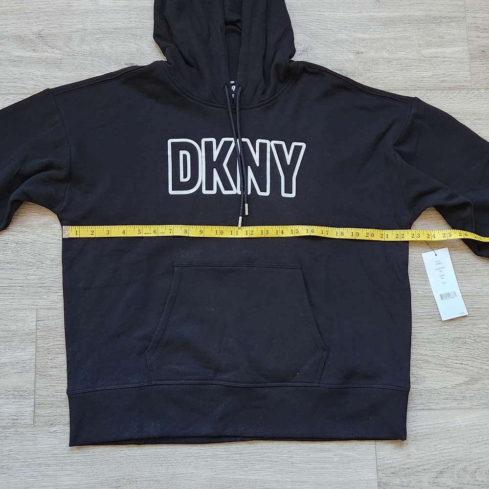 DKNY Sport Black Logo Hoodie Womens Large Sweater Long Sleeve Athleisure Nwt - Picture 9 of 9
